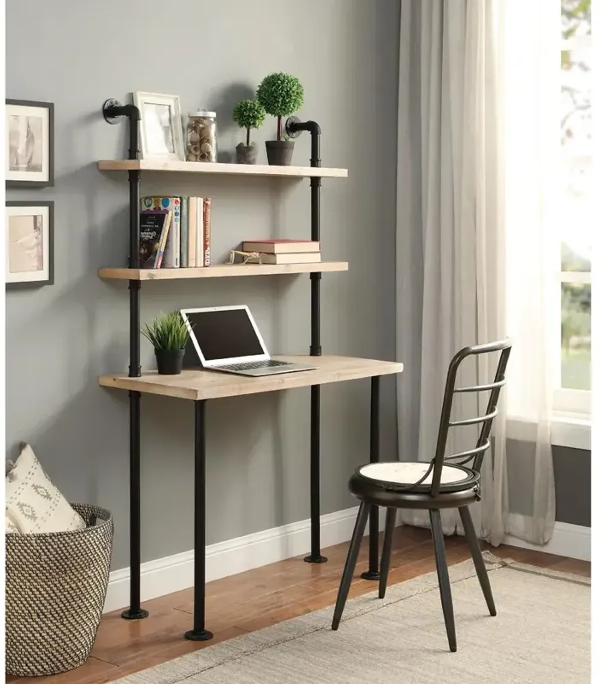 WALL BOOKCASE AND DESK