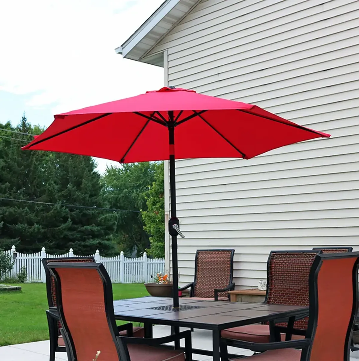 Sunnydaze 7.5 ft Aluminum Patio Umbrella with Tilt and Crank