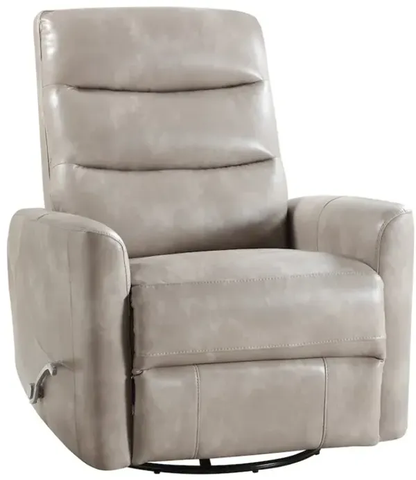 New Classic Furniture Takami Faux Leather Swivel Recliner, Gray