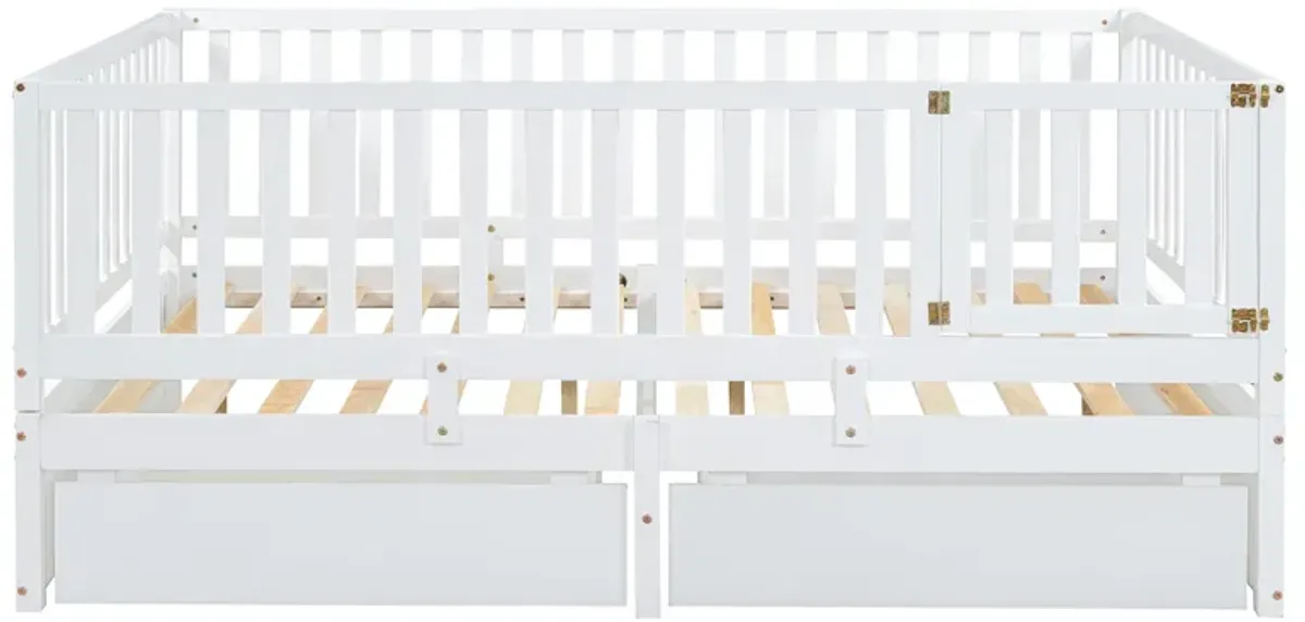 Merax Wood Daybed with Fence Guardrails