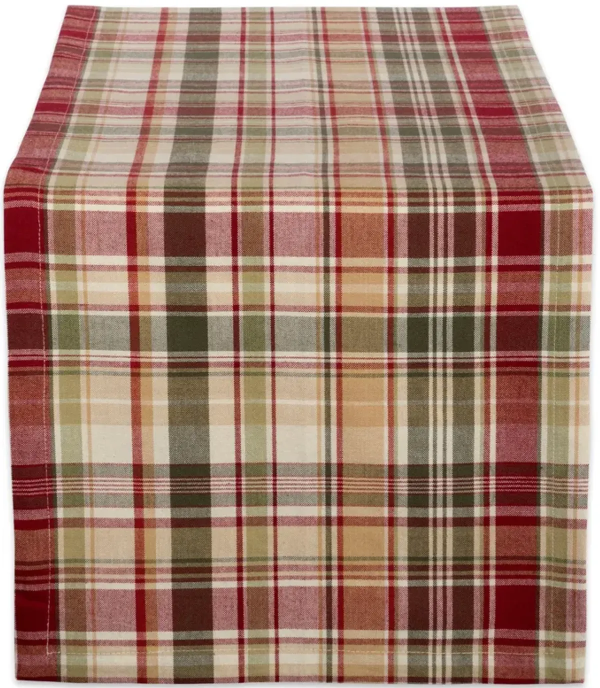 72" Green and Red Give Thanks Plaid Table Runner