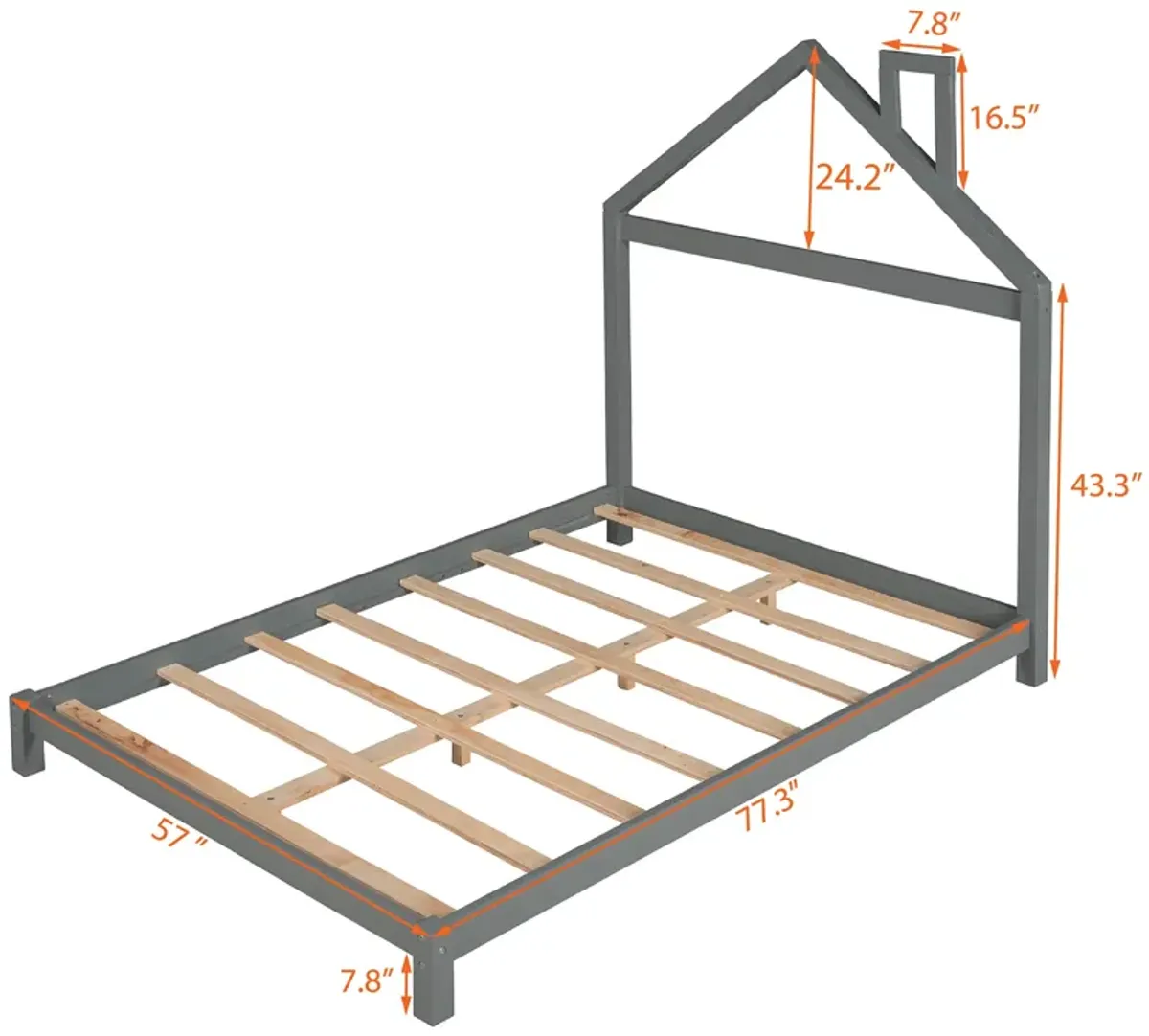 Merax Wood Platform Bed with House-shaped Headboard