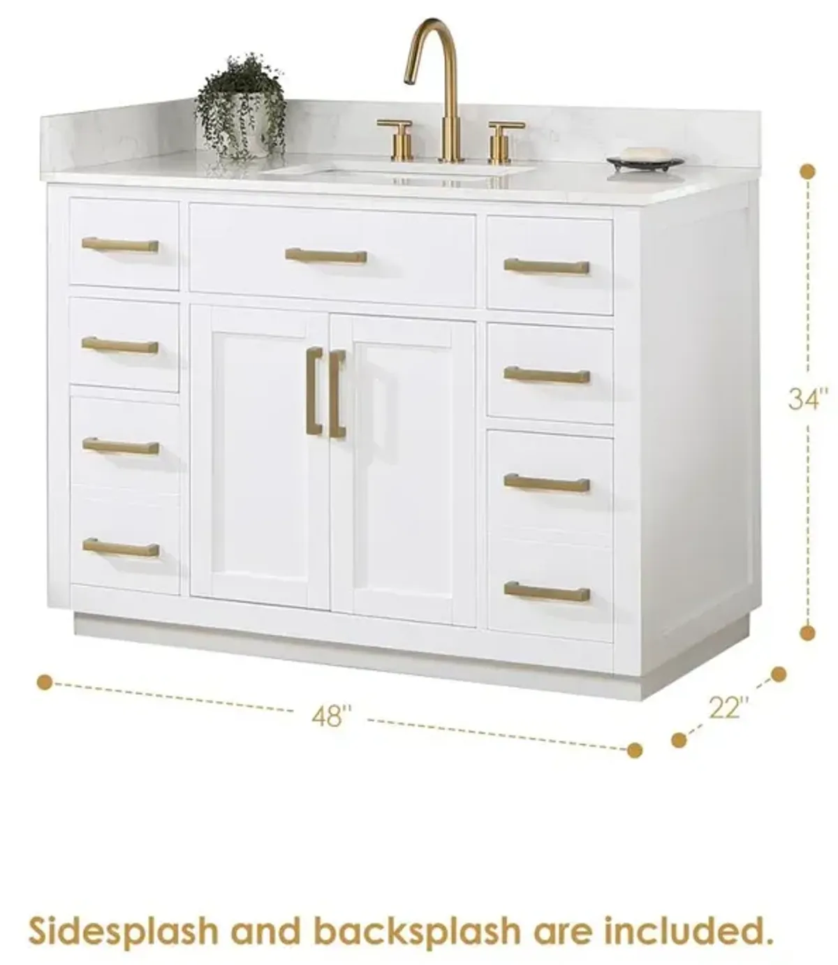Altair 48 Single Bathroom Vanity in White without Mirror