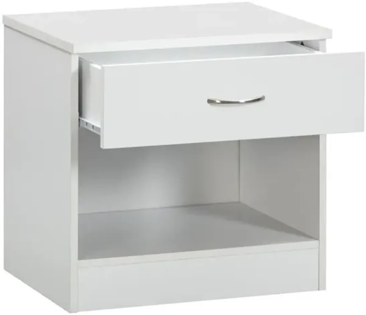 One Drawer White Nightstand