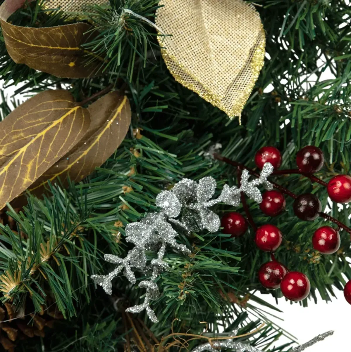 6' x 10" Mixed Pine with Poinsettias and Berries Christmas Garland  Unlit