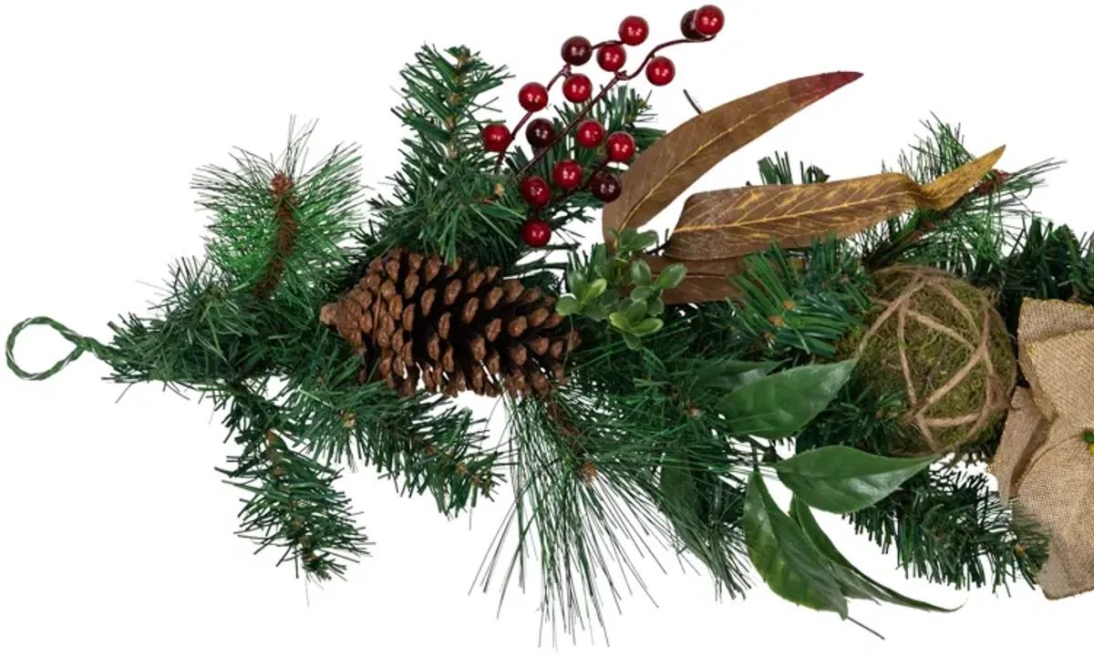 6' x 10" Mixed Pine with Poinsettias and Berries Christmas Garland  Unlit