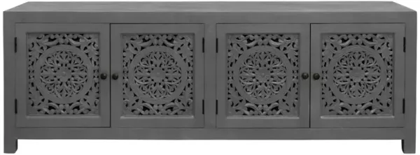 Alex Hamilton Waverly Solid Wood Media Cabinet with 4 Doors and Gray Finish