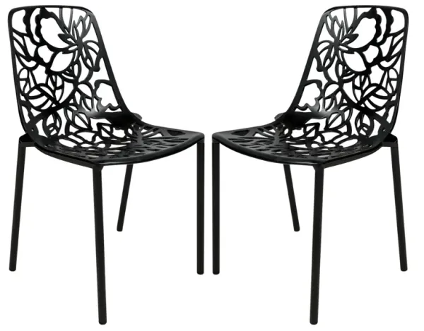 LeisureMod Devon Modern Aluminum Outdoor Dining Chair set of 2 in Red