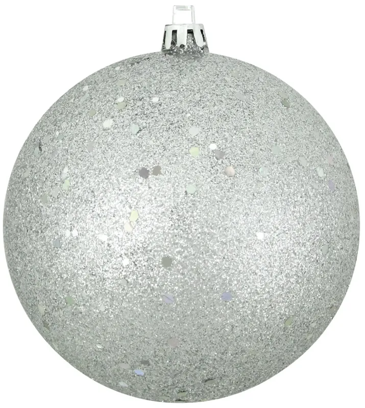 Holographic Glitter Silver Shatterproof Christmas Ornament 4" (100mm)