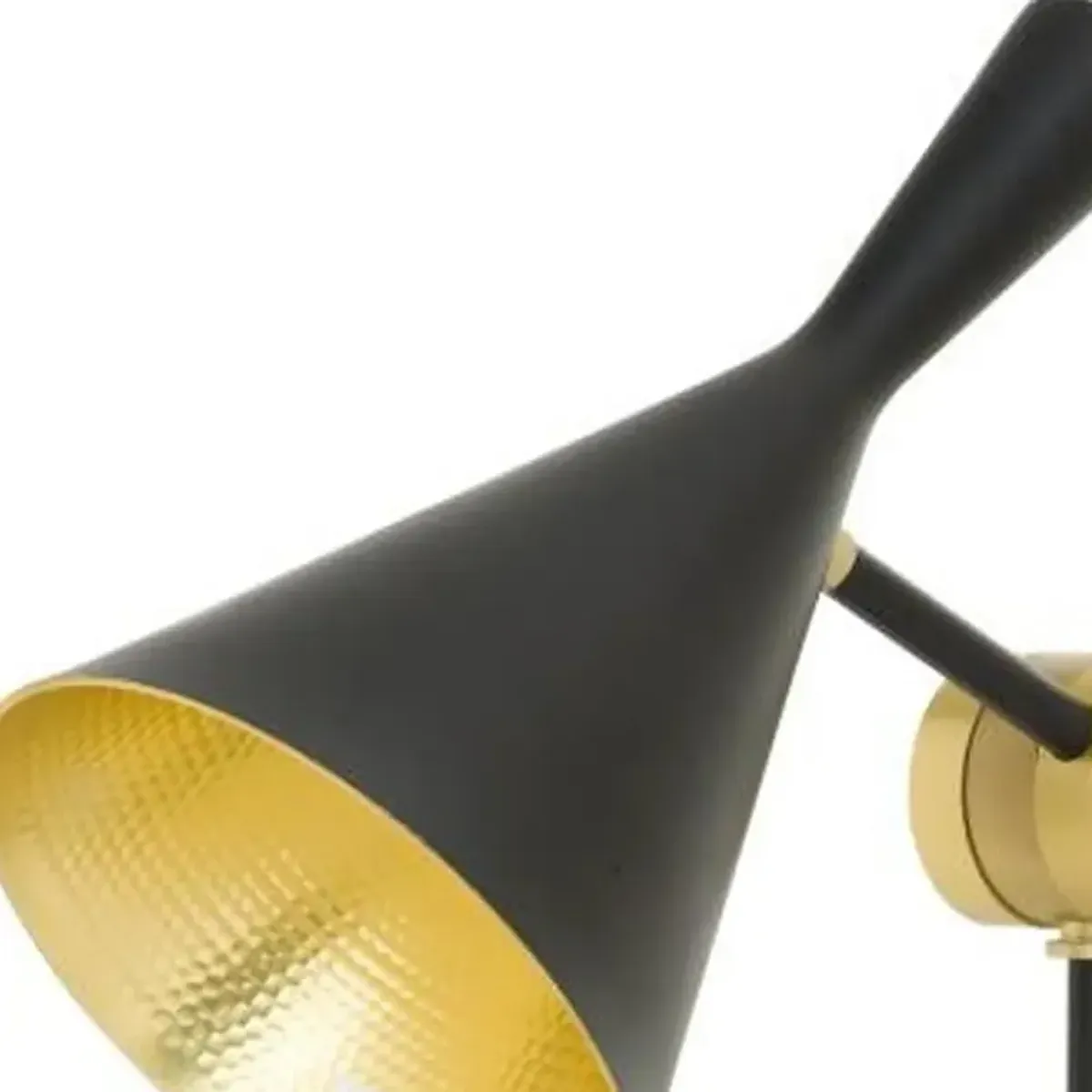Hivvago Set of Two 23" Black Metal Geometric Desk Table Lamps With Black and Gold Cone Shade