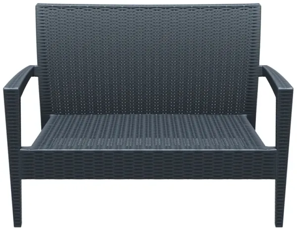 35" White Outdoor Patio Loveseat with Sunbrella Cushion
