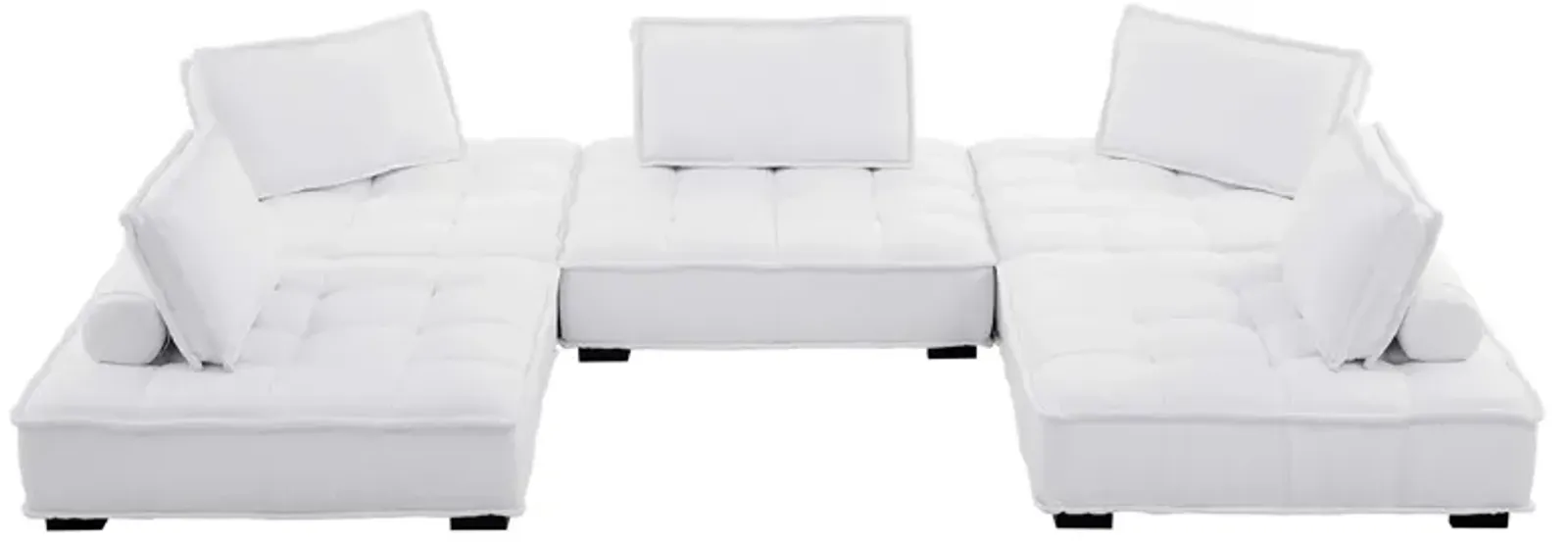 Saunter Tufted Fabric 5-Piece Sectional Sofa White