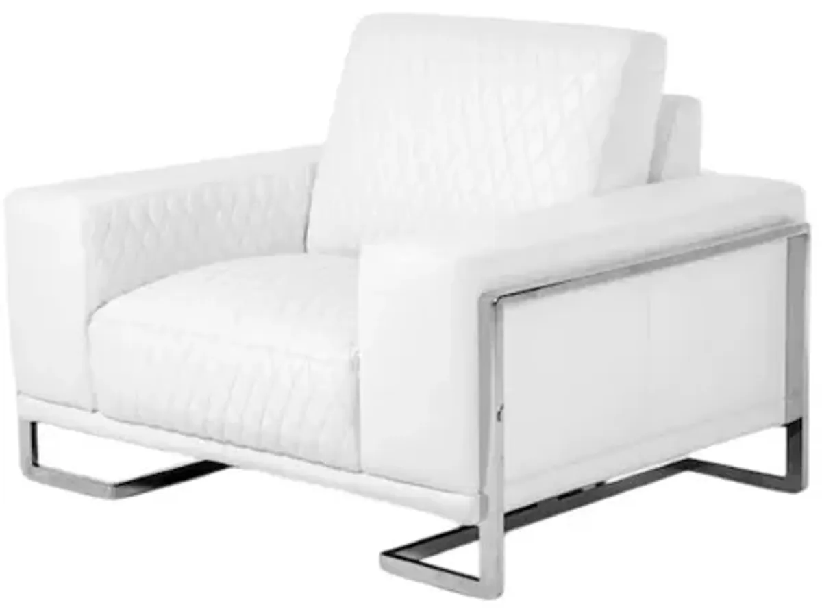 Michael Amini Mia Bella Gianna Chair and Half - White/Stainless Steel