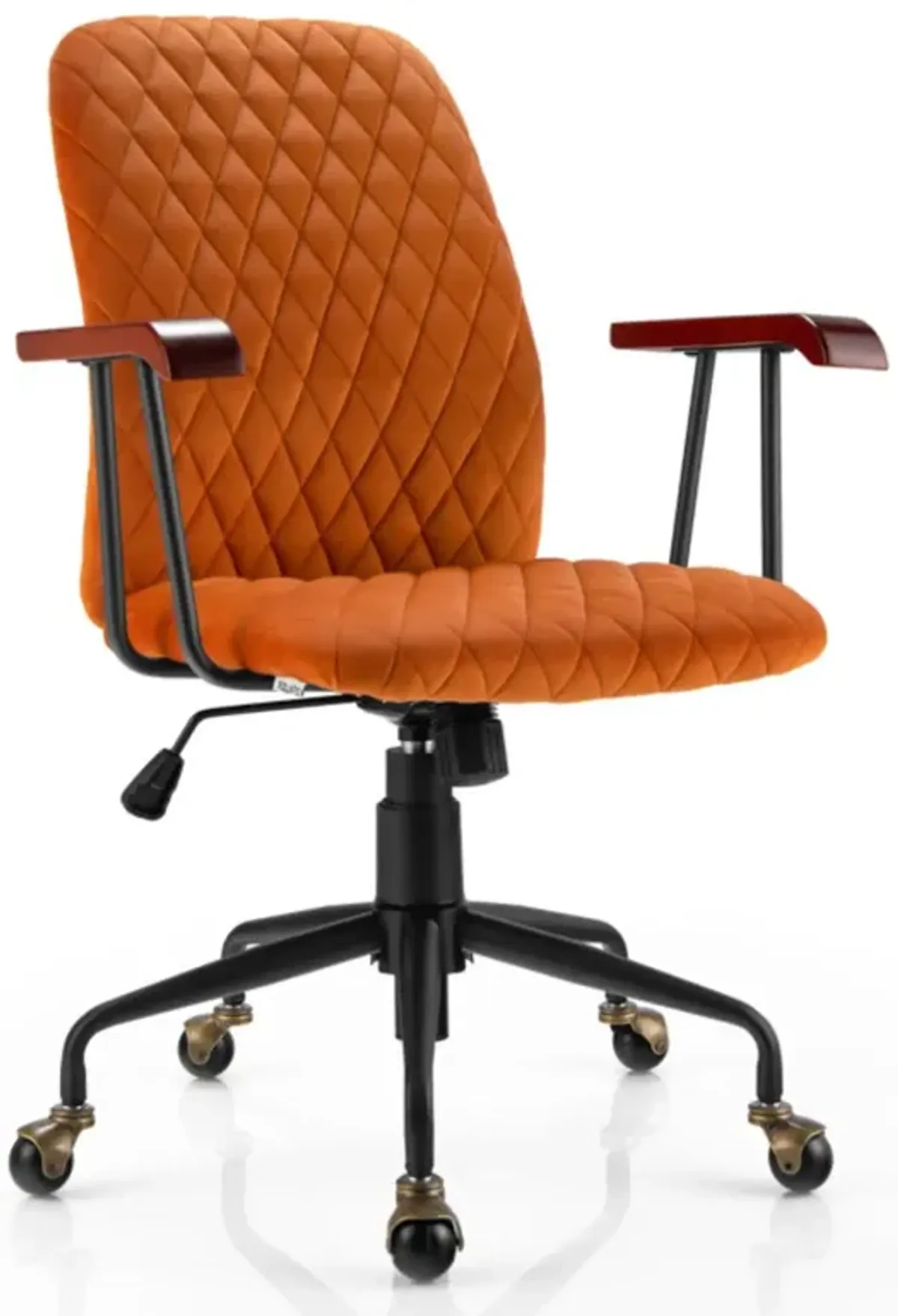 Hivvago Velvet Home Office Chair with Wooden Armrest