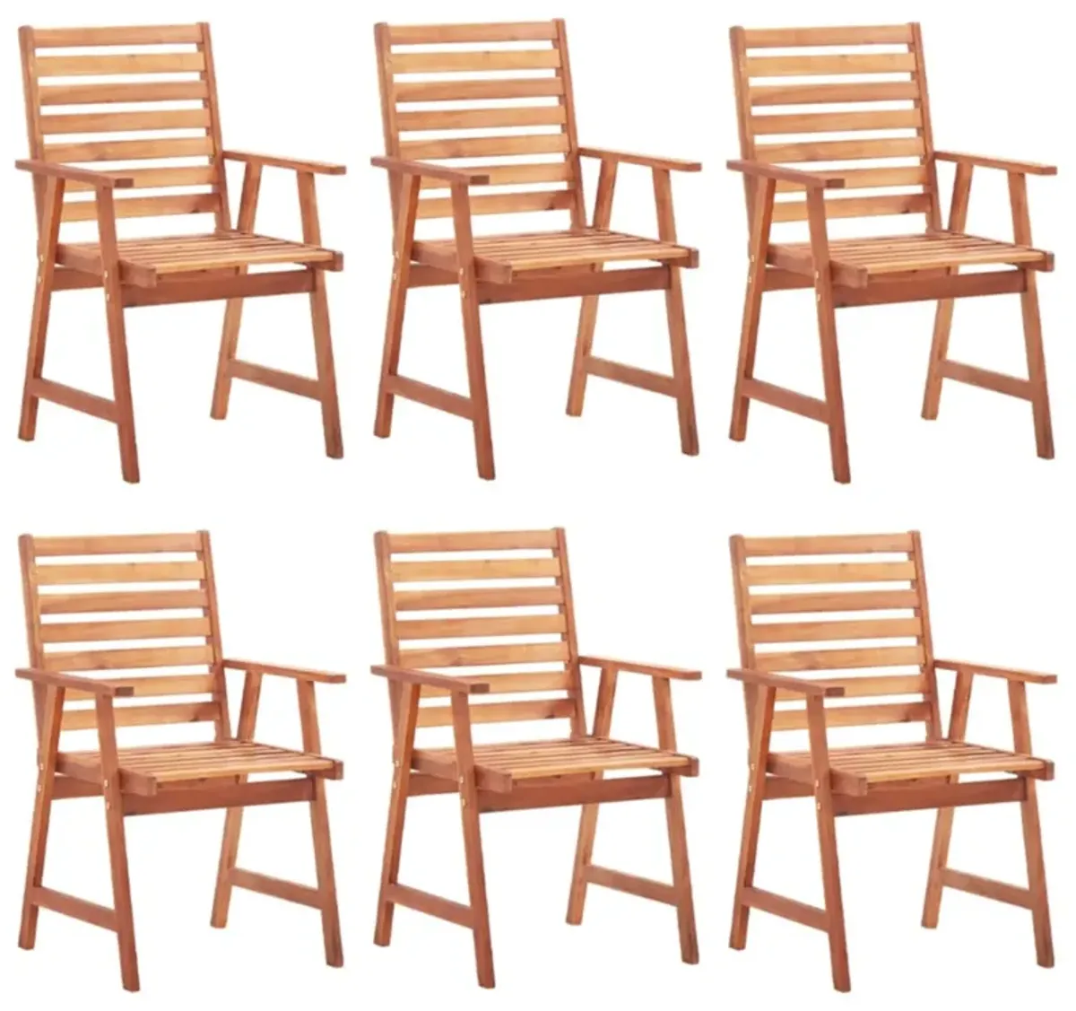 vidaXL Outdoor Dining Chairs 6 pcs with Cushions Solid Acacia Wood