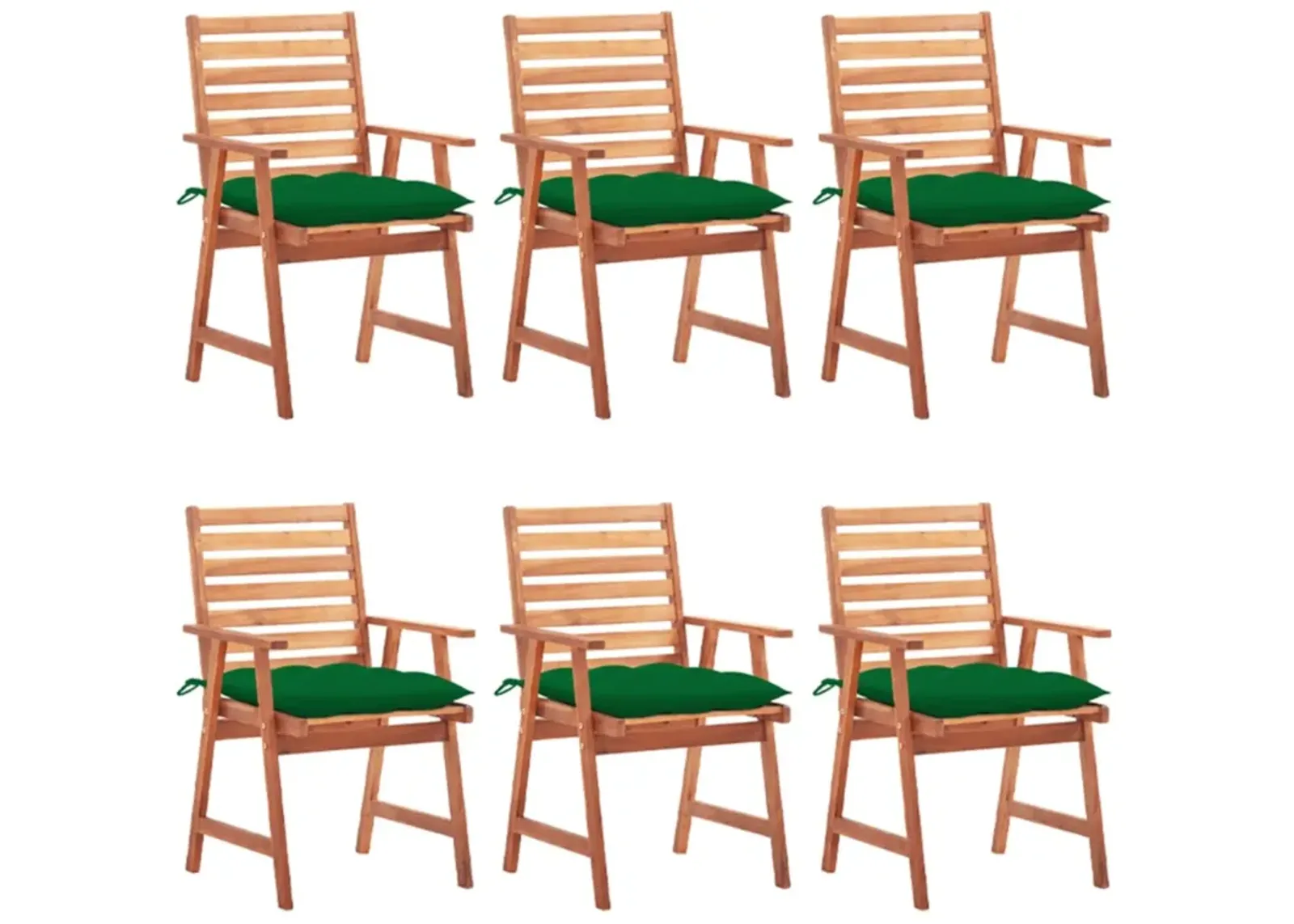 vidaXL Outdoor Dining Chairs 6 pcs with Cushions Solid Acacia Wood