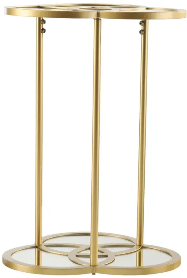 Hivvago 22" Gold Mirrored Glass Three Circle End Table