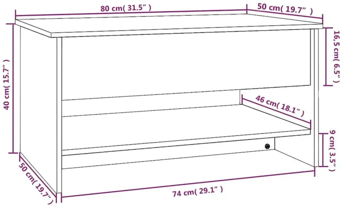 Coffee Table Smoked Oak 31.5"x19.7"x15.7" Engineered Wood