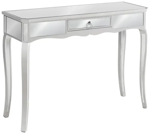 Monarch Specialties I 3736 Accent Table, Console, Entryway, Narrow, Sofa, Storage Drawer, Living Room, Bedroom, Mirror, Grey, Clear, Transitional