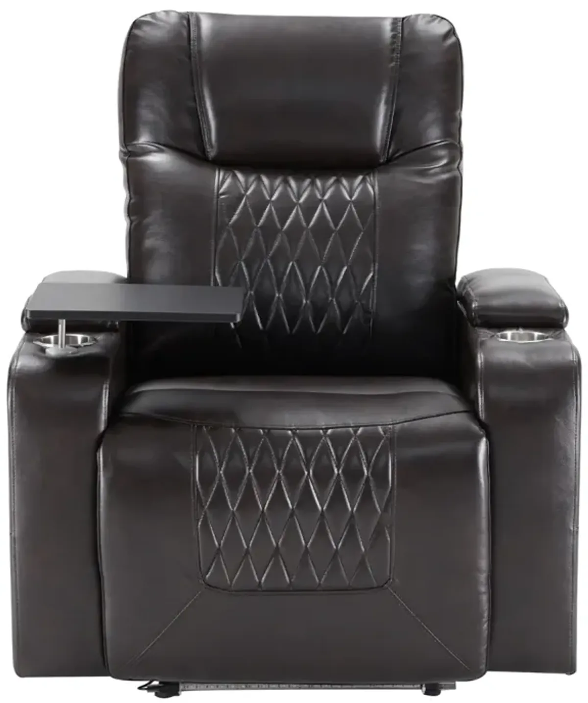 Power Motion Recliner with USB Charging Port and Hidden Arm Storage 2 Convenient Cup Holders Design and 360  Swivel Tray Table, Black