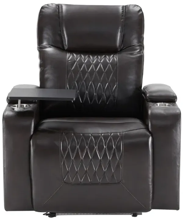Power Motion Recliner with USB Charging Port and Hidden Arm Storage 2 Convenient Cup Holders Design and 360  Swivel Tray Table, Black