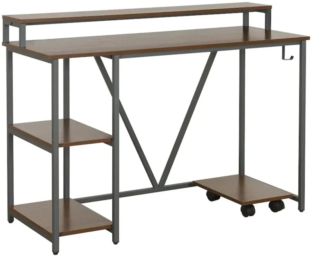 Techni Mobili Industrial Writing Desk, Walnut