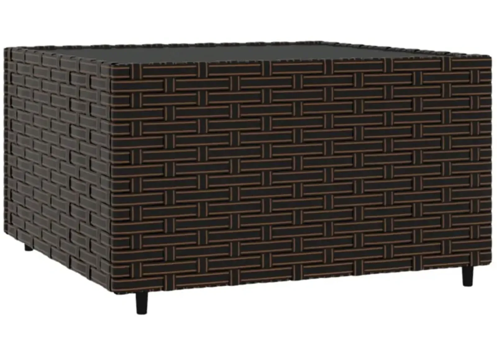 vidaXL Square Patio Coffee Table - Sturdy Powder-Coated Steel Frame with Weather-Resistant PE Rattan and Tempered Glass Top - Perfect for Outdoor Use - Brown