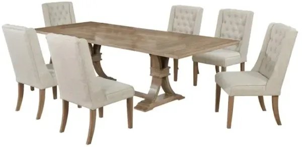 7 Piece Dining Set Extendable w/two 16"Side Leaves Extension & 6 Chairs