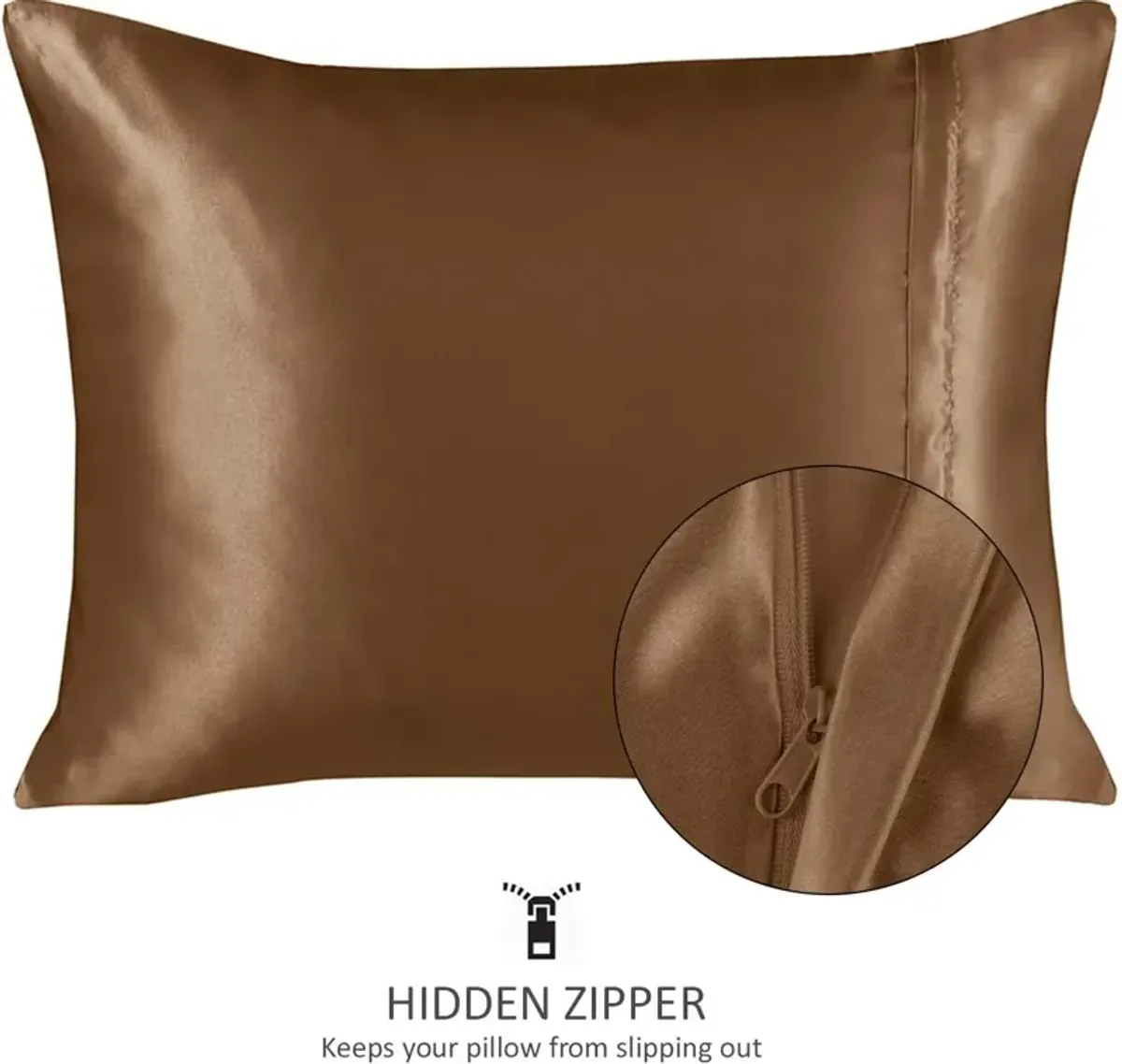 Satin Pillow Case with Zipper - Luxury Pillow Cover (Pillowcase Set of 2)