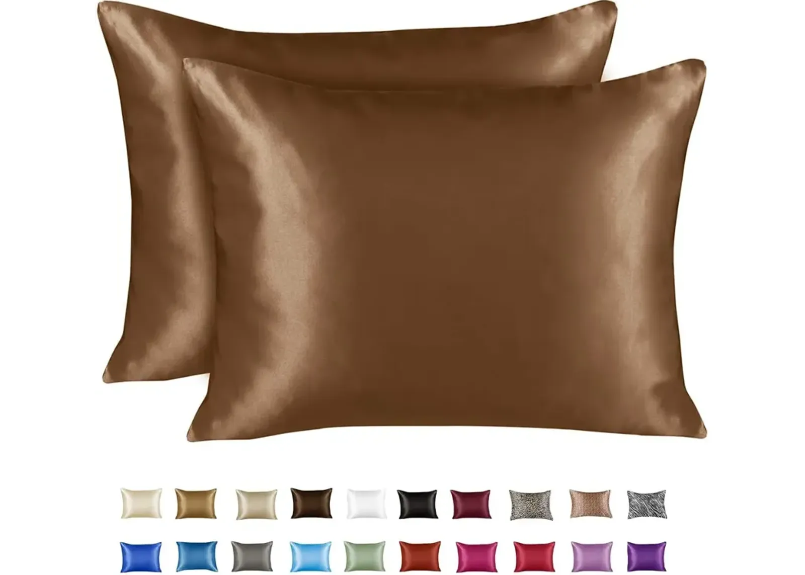 Satin Pillow Case with Zipper - Luxury Pillow Cover (Pillowcase Set of 2)