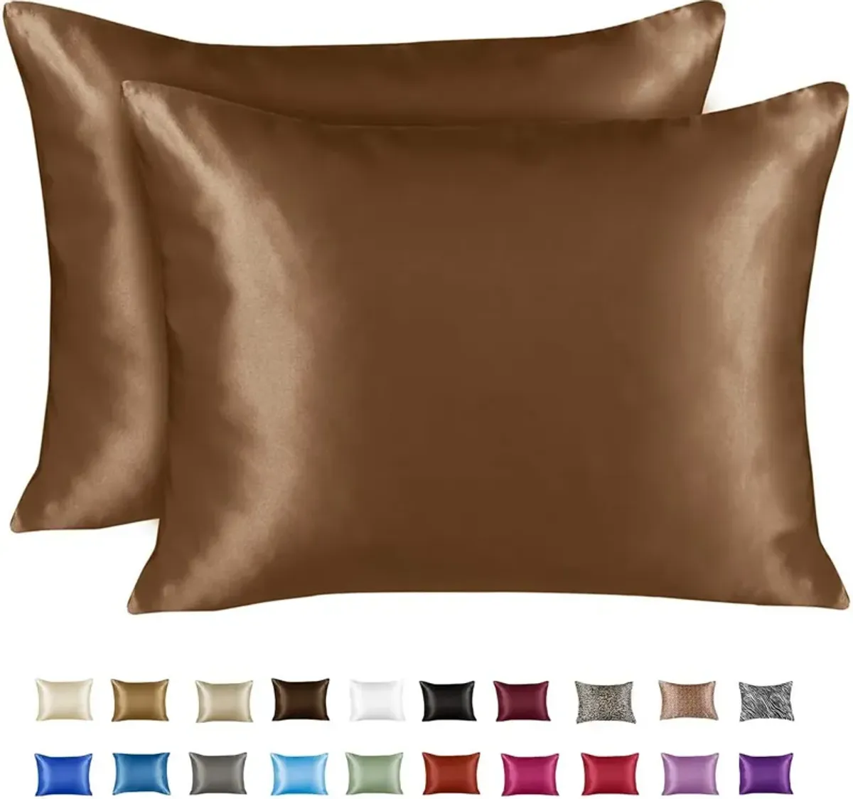 Satin Pillow Case with Zipper - Luxury Pillow Cover (Pillowcase Set of 2)