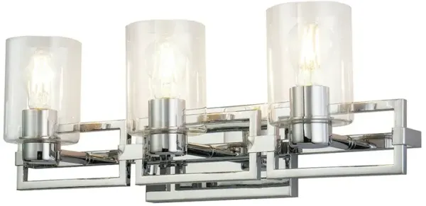 Lucas McKearn Estes 3 Light Bath Vanity In Polished Chrome