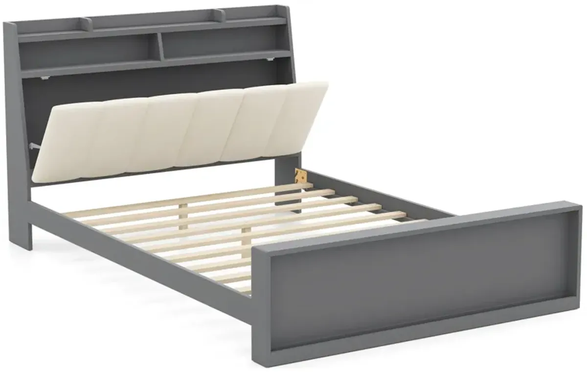 Platform Bed with Storage Drawers and Sleek Headboard, Modern Design
