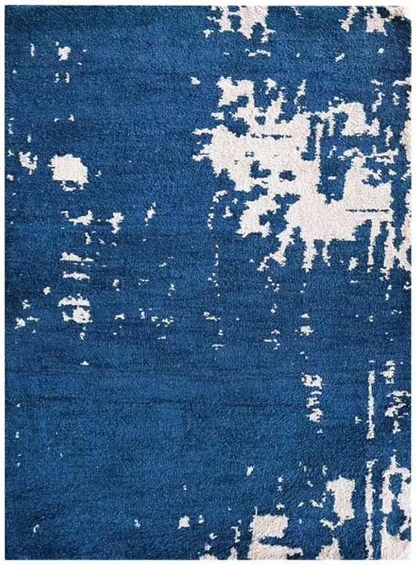 Rugsotic Carpets Hand Knotted Silk 6'x9' Area Rug Abstract Blue Beige NS1230
