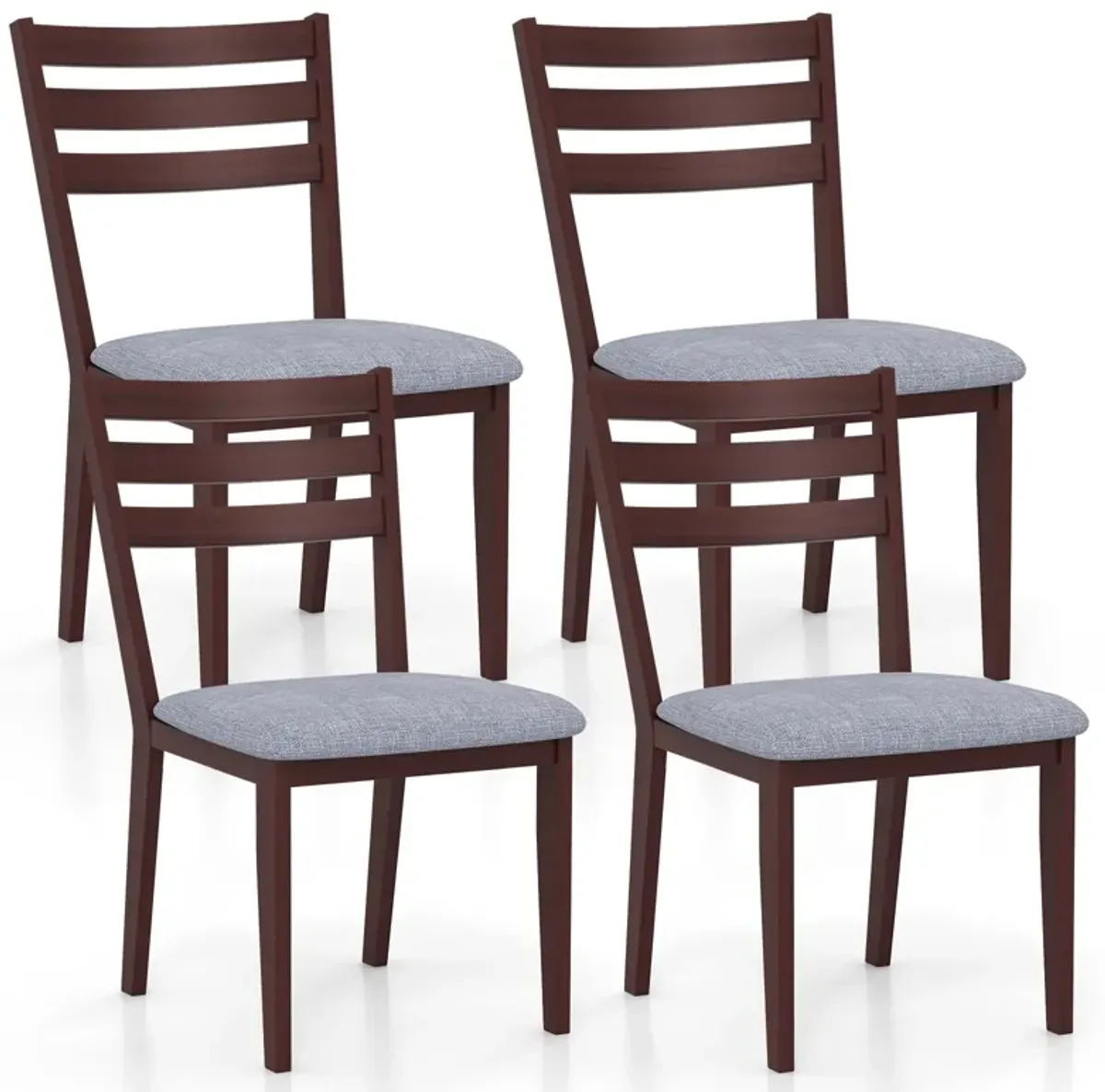 Set of 2 Upholstered Armless Kitchen Chair with Solid Rubber Wood Frame