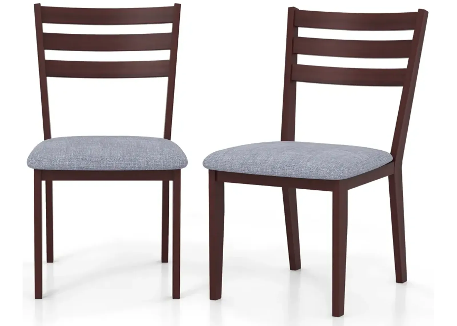 Set of 2 Upholstered Armless Kitchen Chair with Solid Rubber Wood Frame