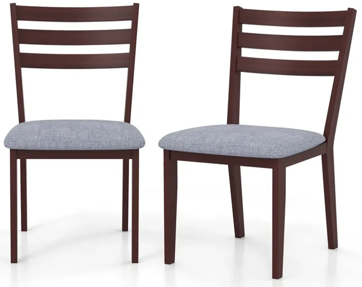 Set of 2 Upholstered Armless Kitchen Chair with Solid Rubber Wood Frame