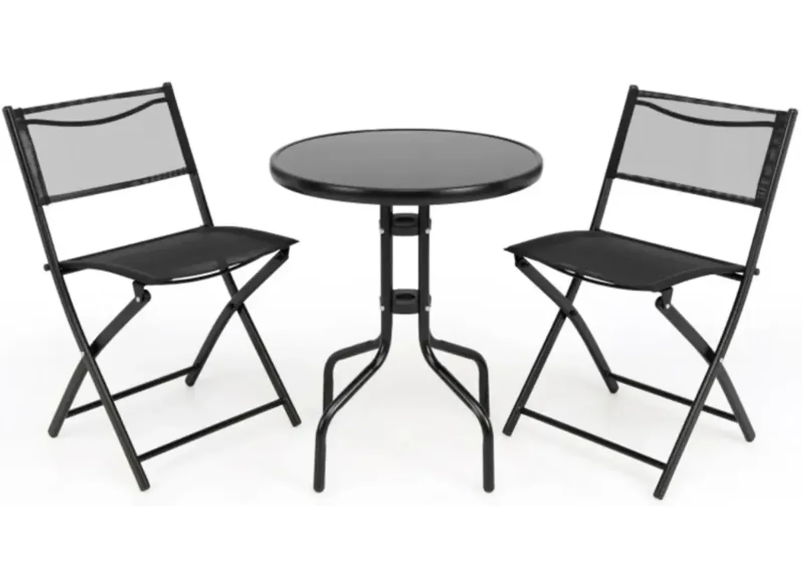 Hivvago 3 Pieces Folding Bistro Table Chairs Set for Indoor and Outdoor