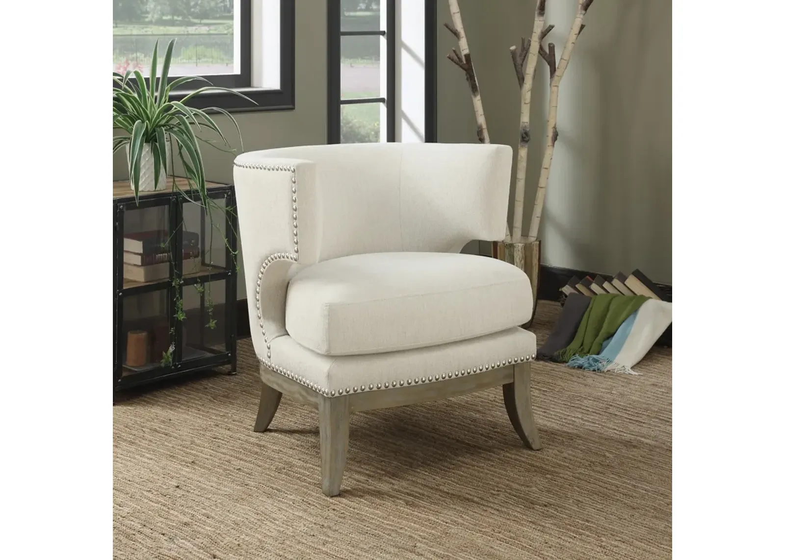 Luxuriously Styled Accent Chair, White-Benzara