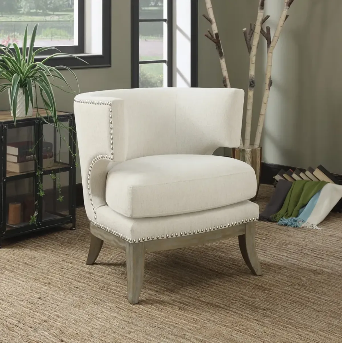 Luxuriously Styled Accent Chair, White-Benzara