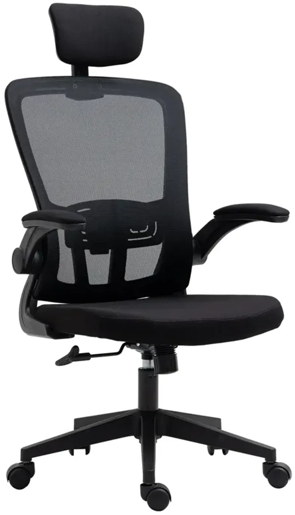 Black Task Chair: High Back Adjustable Office Chair with Lumbar Support