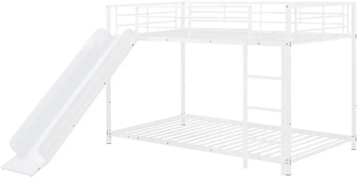 Merax Metal Bunk Bed with Slide and Guardrails