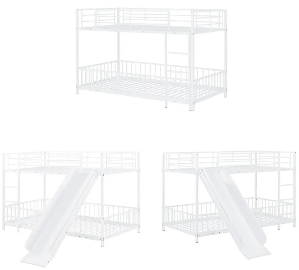 Merax Metal Bunk Bed with Slide and Guardrails