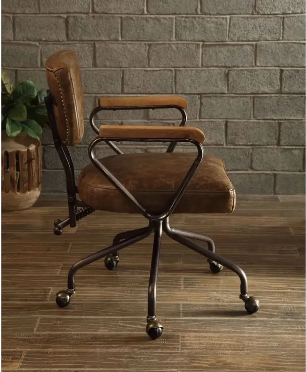 Hallie Office Chair In Vintage Whiskey Top Grain Leather