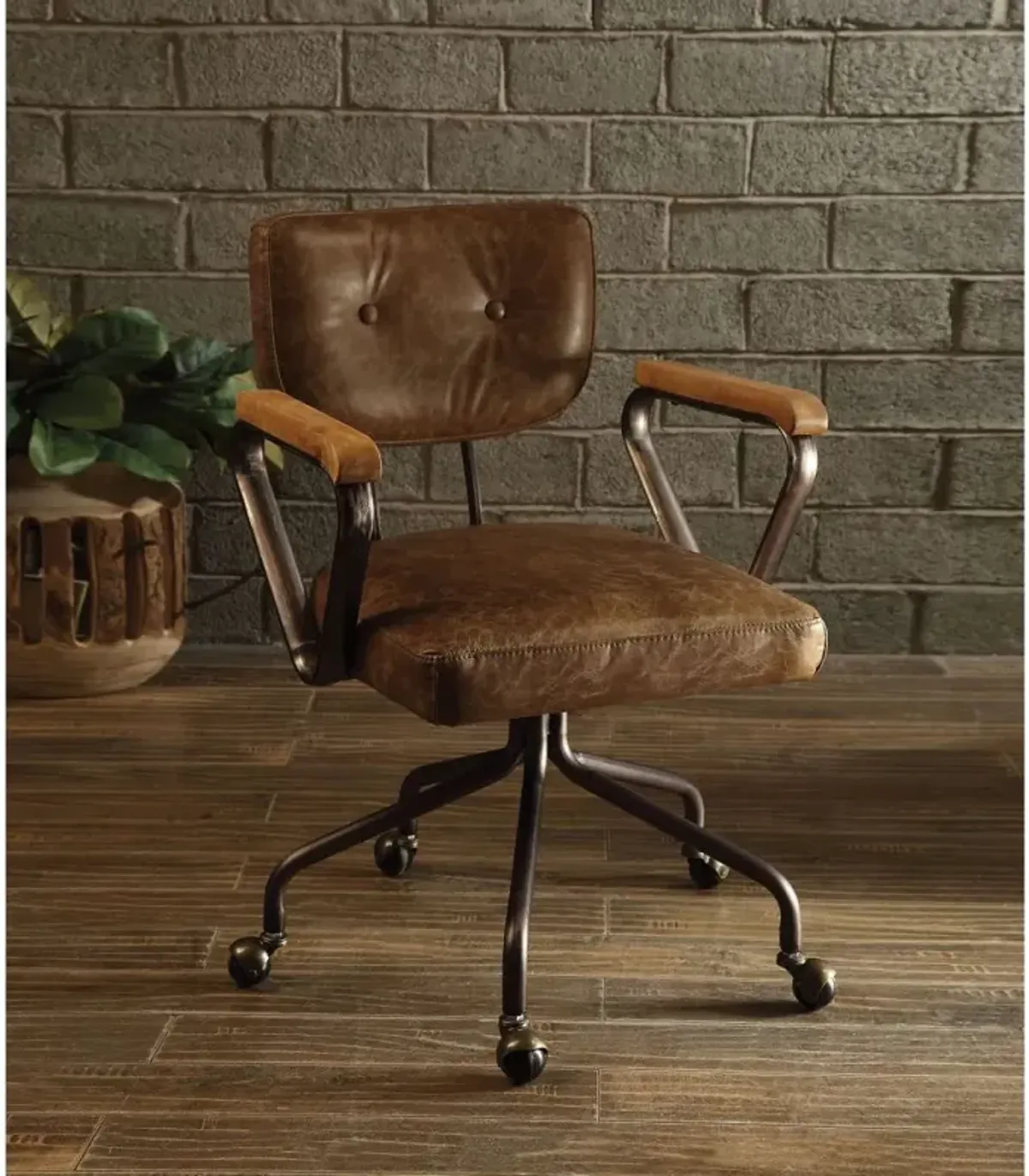 Hallie Office Chair In Vintage Whiskey Top Grain Leather