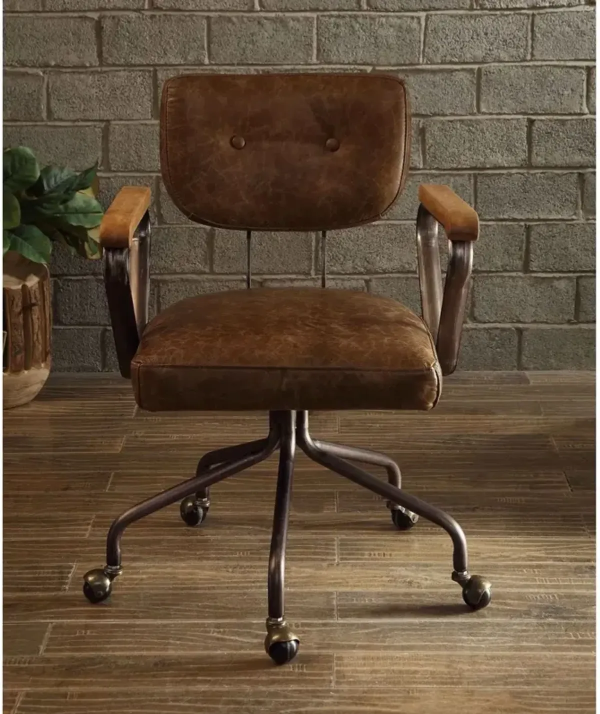 Hallie Office Chair In Vintage Whiskey Top Grain Leather