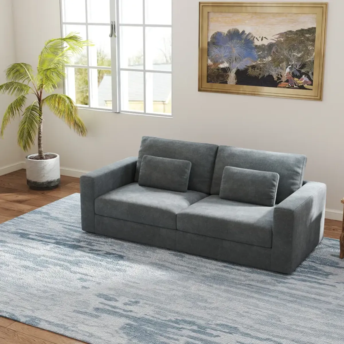 HOT SALE! 83" Modern Sofa Couches for Living Room, 3 Seater Sofa with Detachable Cover & double cushioning