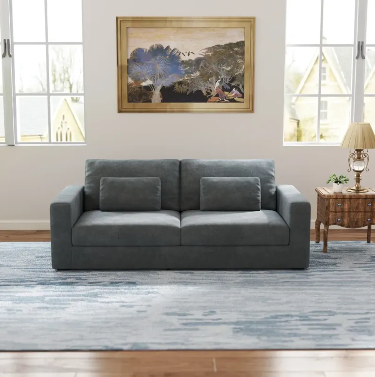 HOT SALE! 83" Modern Sofa Couches for Living Room, 3 Seater Sofa with Detachable Cover & double cushioning