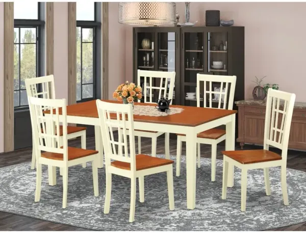 7 Pc Dining room set-Dining Table with Leaf and 6 Kitchen Dining Chairs