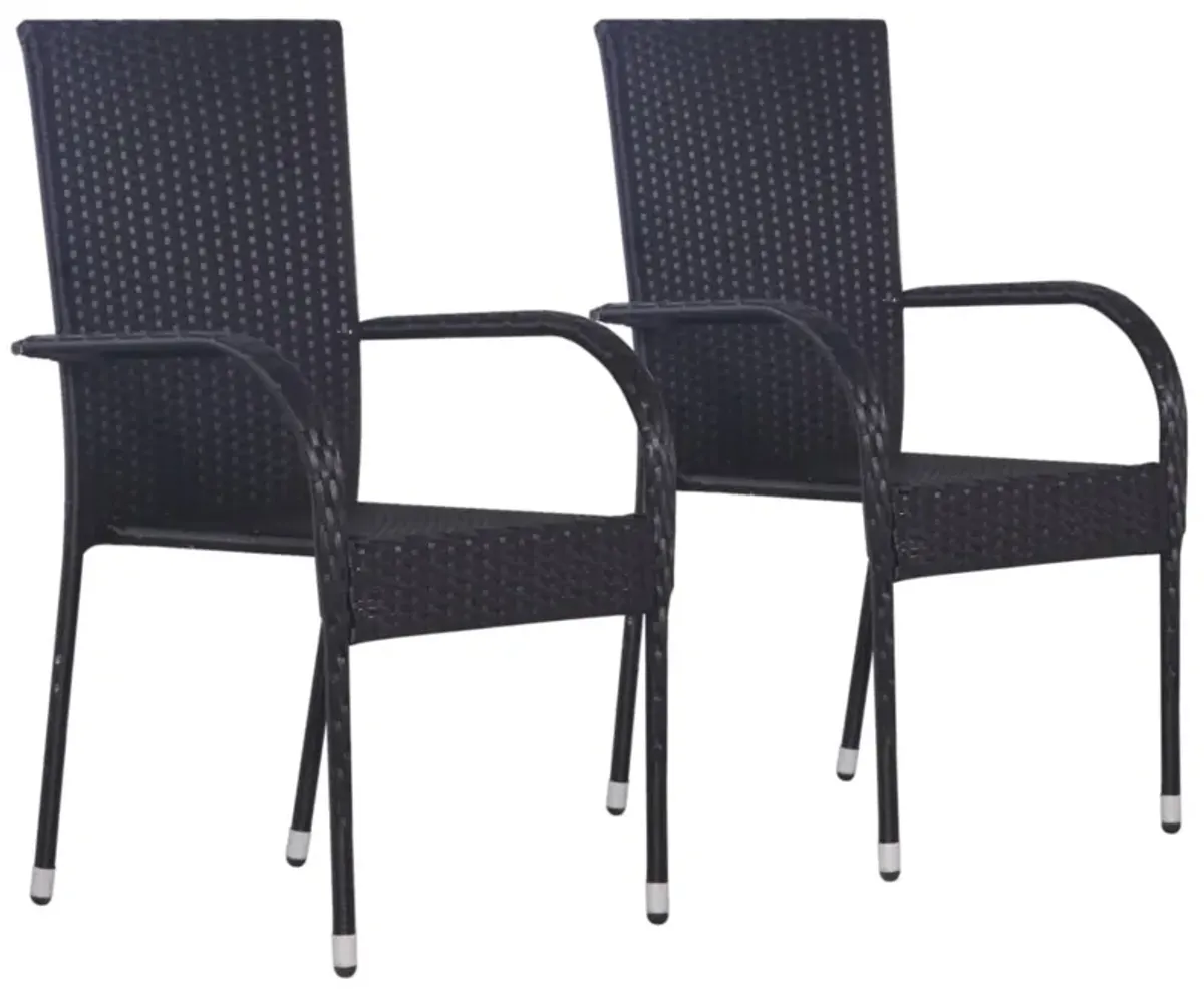 vidaXL 3 Piece Garden Dining Set Poly Rattan Black